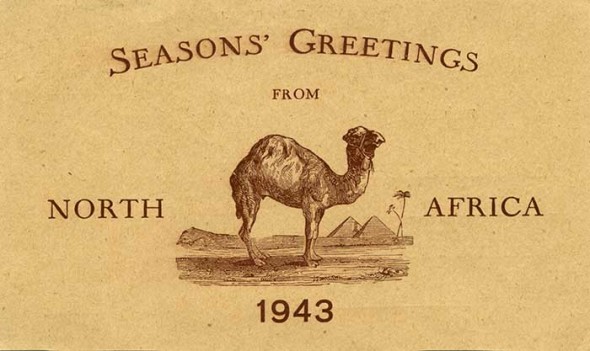 A Christmas card made for Allied soldiers to send during the North Africa campaign during WWII. Norbert Schiller Collection