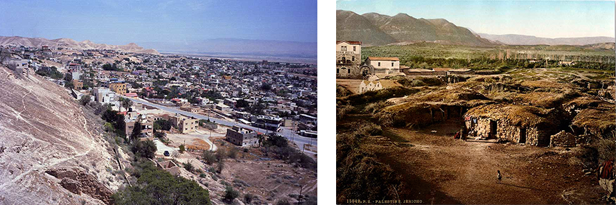 Modern day Jericho as compared with a 19th century image of the city considered to be one of the oldest continuously inhabited cities in the world dating back to 9000 BCE. Phot. (left) Norbert Schiller, Phot. (Right) Bonfils