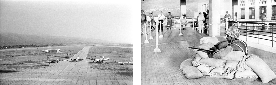 After landing on Khaldeh beach the Marines secured the airport so that transport and other military planes could land there. Phot.(L) Chuck Smilie, (R) Norbert Schiller Collection, AP Wire Photo